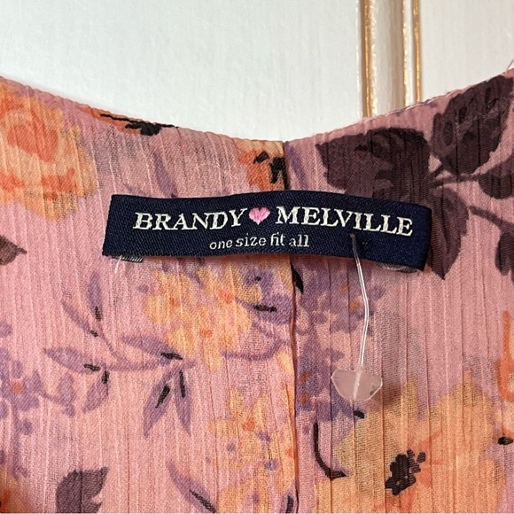 #72 BRANDY MELVILLE PINK FLORAL PEPLUM TANK/TUNIC TOP $40 - Picture 4 of 5